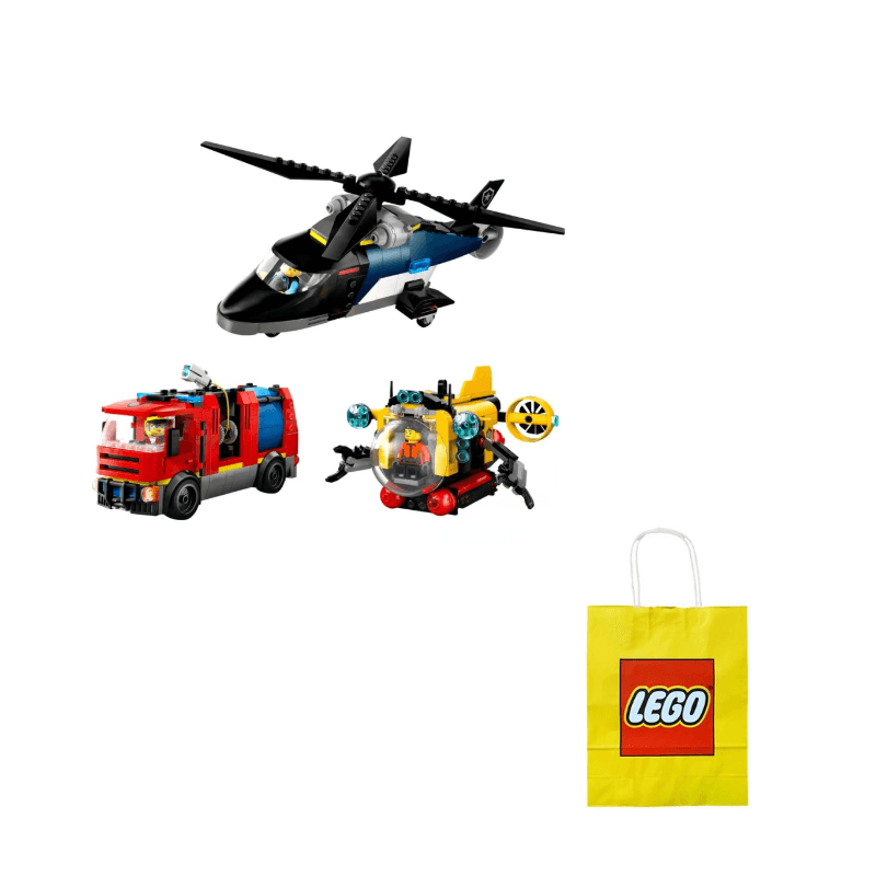 Конструктор LEGO Вертолет, Пожарная машина и Подводная лодка (60462) - Boxette Shop